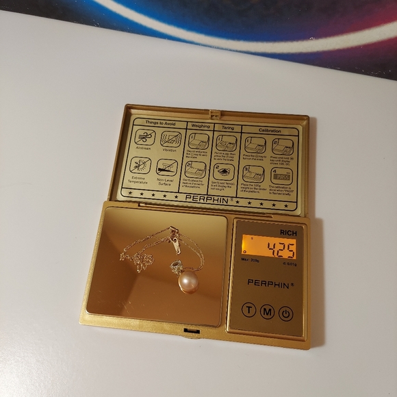 ✨️18k ✨️real Gold chain Pearl Diamond Pendant Necklace - Picture 13 of 14